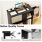 31.5 Inch Modern Black Wooden Laptop Desk with 2-Tier Storage Shelf for Small Home Office